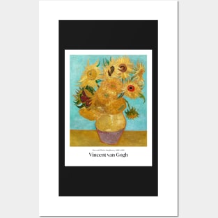 Vase with Twelve Sunflowers by van Gogh with text Posters and Art